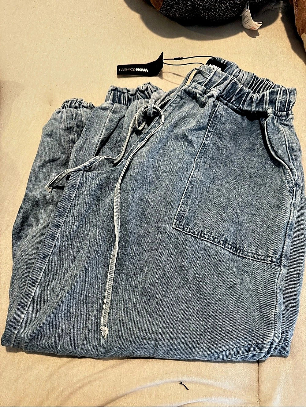 Fashion Nova Alicia Washed Jogger Twill Pant Blue Medium